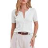 imageArachampCloz Womens Wool Blend Cropped Lightweight Short Sleeve Business Casual Cardigan TopsOffwhite
