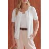 imageArachampCloz Womens Wool Blend Cropped Lightweight Short Sleeve Business Casual Cardigan TopsOffwhite