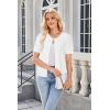 imageArachampCloz Womens Wool Blend Cropped Lightweight Short Sleeve Business Casual Cardigan TopsWhite