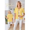 imageArachampCloz Womens Wool Blend Cropped Lightweight Short Sleeve Business Casual Cardigan TopsYellow