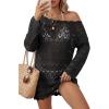imageArachampCloz Womens 100 Cotton Oversized Swimsuit Cover Up Off Shoulder Boat Neck Breathable Beach Crochet Summer 2026Black