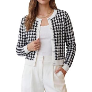 imageArachampCloz 100 Cotton Cropped Cardigan for Women Button Up Lightweight Sweater Business Casual Outfits 2026Black