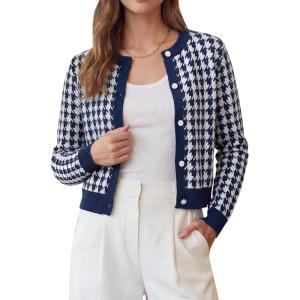 imageArachampCloz 100 Cotton Cropped Cardigan for Women Button Up Lightweight Sweater Business Casual Outfits 2026Navy
