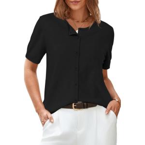 imageArachampCloz Womens Wool Blend Cropped Lightweight Short Sleeve Business Casual Cardigan TopsBlack