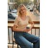 imageArachampCloz Womens 100 Cotton Short Sleeve Sweater Scoop Neck Lightweight Business Casual Outfits Spring Tops 2026Apricot