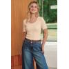 imageArachampCloz Womens 100 Cotton Short Sleeve Sweater Scoop Neck Lightweight Business Casual Outfits Spring Tops 2026Apricot