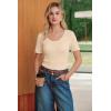 imageArachampCloz Womens 100 Cotton Short Sleeve Sweater Scoop Neck Lightweight Business Casual Outfits Spring Tops 2026Apricot