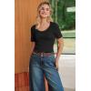 imageArachampCloz Womens 100 Cotton Short Sleeve Sweater Scoop Neck Lightweight Business Casual Outfits Spring Tops 2026Black