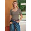 imageArachampCloz Womens 100 Cotton Short Sleeve Sweater Scoop Neck Lightweight Business Casual Outfits Spring Tops 2026Coffee
