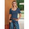 imageArachampCloz Womens 100 Cotton Short Sleeve Sweater Scoop Neck Lightweight Business Casual Outfits Spring Tops 2026Navy