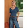 imageArachampCloz Womens 100 Cotton Short Sleeve Sweater Scoop Neck Lightweight Business Casual Outfits Spring Tops 2026Navy