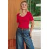 imageArachampCloz Womens 100 Cotton Short Sleeve Sweater Scoop Neck Lightweight Business Casual Outfits Spring Tops 2026Red