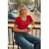 imageArachampCloz Womens 100 Cotton Short Sleeve Sweater Scoop Neck Lightweight Business Casual Outfits Spring Tops 2026Red
