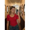 imageArachampCloz Womens 100 Cotton Short Sleeve Sweater Scoop Neck Lightweight Business Casual Outfits Spring Tops 2026Red