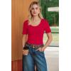 imageArachampCloz Womens 100 Cotton Short Sleeve Sweater Scoop Neck Lightweight Business Casual Outfits Spring Tops 2026Red