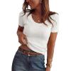 imageArachampCloz Womens 100 Cotton Short Sleeve Sweater Scoop Neck Lightweight Business Casual Outfits Spring Tops 2026Beige