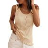imageArachampCloz Womens 100 Cotton Sleeveless Tank Tops Sweater Vest Ruffle Beach Resort Cruise Wear Trendy Summer 2026Apricot