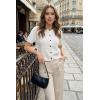 imageArachampCloz Womens 100 Cotton Cropped Short Sleeve Cardigan Sweaters Lightweight Tops Summer 2026Beige White