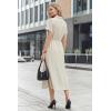 imageArachampCloz Womens Linen with Pockets Midi Summer Spring Shirt Dress 2026Beige