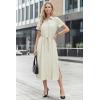 imageArachampCloz Womens Linen with Pockets Midi Summer Spring Shirt Dress 2026Beige