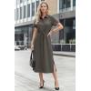 imageArachampCloz Womens Linen with Pockets Midi Summer Spring Shirt Dress 2026Coffee