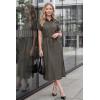 imageArachampCloz Womens Linen with Pockets Midi Summer Spring Shirt Dress 2026Coffee