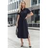imageArachampCloz Womens Linen with Pockets Midi Summer Spring Shirt Dress 2026Navy