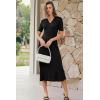 imageArachampCloz Womens Lyocell Blend Polo V Neck Spring Summer Work Short Sleeve A Line Midi Dress 2026Black
