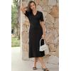 imageArachampCloz Womens Lyocell Blend Polo V Neck Spring Summer Work Short Sleeve A Line Midi Dress 2026Black
