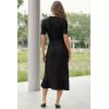 imageArachampCloz Womens Lyocell Blend Polo V Neck Spring Summer Work Short Sleeve A Line Midi Dress 2026Black