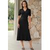 imageArachampCloz Womens Lyocell Blend Polo V Neck Spring Summer Work Short Sleeve A Line Midi Dress 2026Black