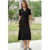 imageArachampCloz Womens Lyocell Blend Polo V Neck Spring Summer Work Short Sleeve A Line Midi Dress 2026Black