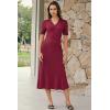 imageArachampCloz Womens Lyocell Blend Polo V Neck Spring Summer Work Short Sleeve A Line Midi Dress 2026Burgundy Red