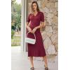 imageArachampCloz Womens Lyocell Blend Polo V Neck Spring Summer Work Short Sleeve A Line Midi Dress 2026Burgundy Red