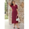 imageArachampCloz Womens Lyocell Blend Polo V Neck Spring Summer Work Short Sleeve A Line Midi Dress 2026Burgundy Red