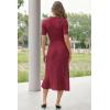 imageArachampCloz Womens Lyocell Blend Polo V Neck Spring Summer Work Short Sleeve A Line Midi Dress 2026Burgundy Red