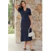 imageArachampCloz Womens Lyocell Blend Polo V Neck Spring Summer Work Short Sleeve A Line Midi Dress 2026Navy Blue