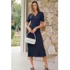 imageArachampCloz Womens Lyocell Blend Polo V Neck Spring Summer Work Short Sleeve A Line Midi Dress 2026Navy Blue