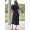 imageArachampCloz Womens Lyocell Blend Polo V Neck Spring Summer Work Short Sleeve A Line Midi Dress 2026Navy Blue