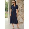 imageArachampCloz Womens Lyocell Blend Polo V Neck Spring Summer Work Short Sleeve A Line Midi Dress 2026Navy Blue