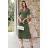 imageArachampCloz Womens Lyocell Blend Polo V Neck Spring Summer Work Short Sleeve A Line Midi Dress 2026Olive Green