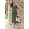 imageArachampCloz Womens Lyocell Blend Polo V Neck Spring Summer Work Short Sleeve A Line Midi Dress 2026Olive Green