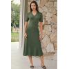 imageArachampCloz Womens Lyocell Blend Polo V Neck Spring Summer Work Short Sleeve A Line Midi Dress 2026Olive Green
