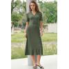 imageArachampCloz Womens Lyocell Blend Polo V Neck Spring Summer Work Short Sleeve A Line Midi Dress 2026Olive Green