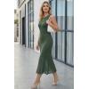 imageArachampCloz Womens Lyocell Blend Ruched Waist Patchwork Hem Summer Business Casual Shift Midi Dresses 2026Army Green
