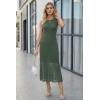 imageArachampCloz Womens Lyocell Blend Ruched Waist Patchwork Hem Summer Business Casual Shift Midi Dresses 2026Army Green