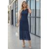 imageArachampCloz Womens Lyocell Blend Ruched Waist Patchwork Hem Summer Business Casual Shift Midi Dresses 2026Navy