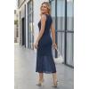 imageArachampCloz Womens Lyocell Blend Ruched Waist Patchwork Hem Summer Business Casual Shift Midi Dresses 2026Navy
