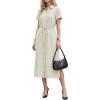imageArachampCloz Womens Linen with Pockets Midi Summer Spring Shirt Dress 2026Beige