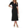 imageArachampCloz Womens Lyocell Blend Polo V Neck Spring Summer Work Short Sleeve A Line Midi Dress 2026Black